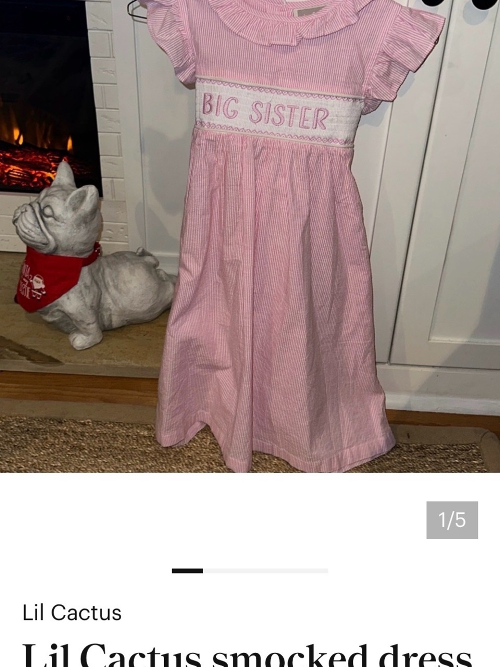 Pink 'Big Sister' Smocked Dress